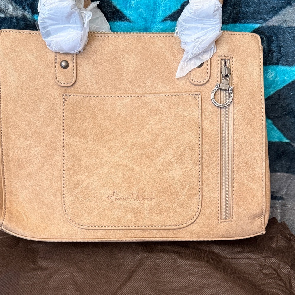 Montana West Beige and Brown Shoulder Concealed Carry Bag New With Tag - Picture 5 of 8